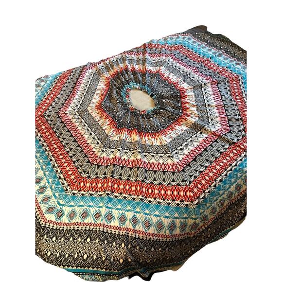 MAGIC Boho Maxi Skirt Sz M –Flowy Festival Vibes, Elastic Waist, Patchwork Print - Picture 6 of 9